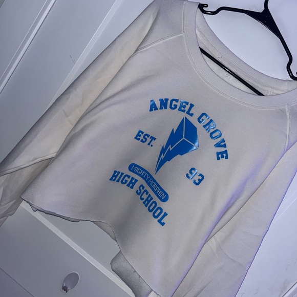 Power Rangers white and blue crew neck sweater XL unisex with pink trucker hat - Picture 4 of 8